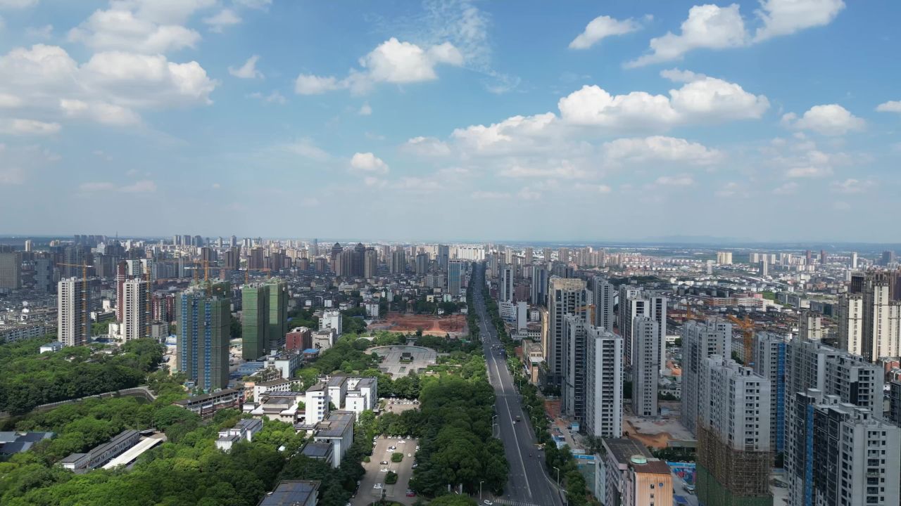 航拍新余城市风光新余大景