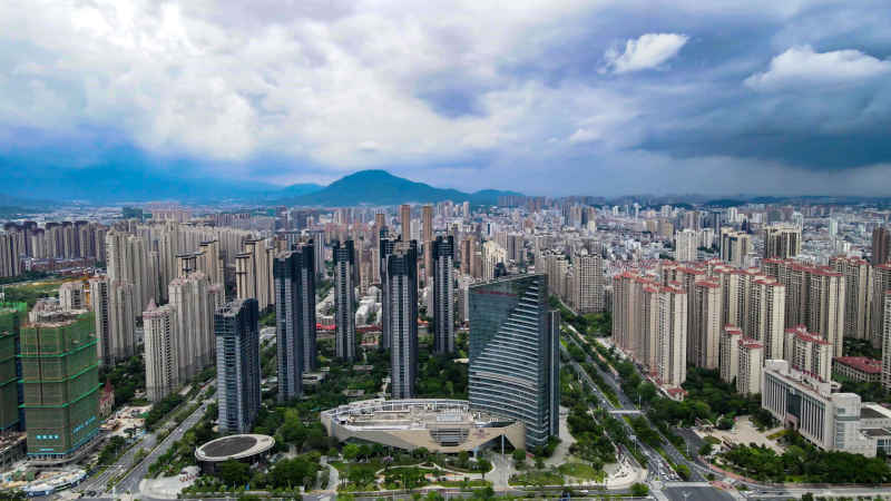 福建漳州城市风光航拍图 