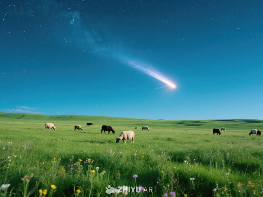 夜空彗星下的宁静牧场 251