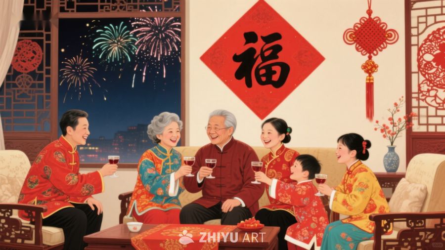 家庭欢聚庆祝传统节日 480