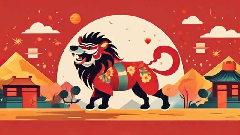春节舞龙舞狮插画背景 42