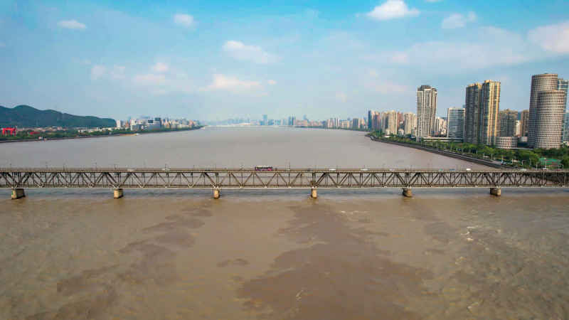 浙江杭州城市风光航拍摄影图 