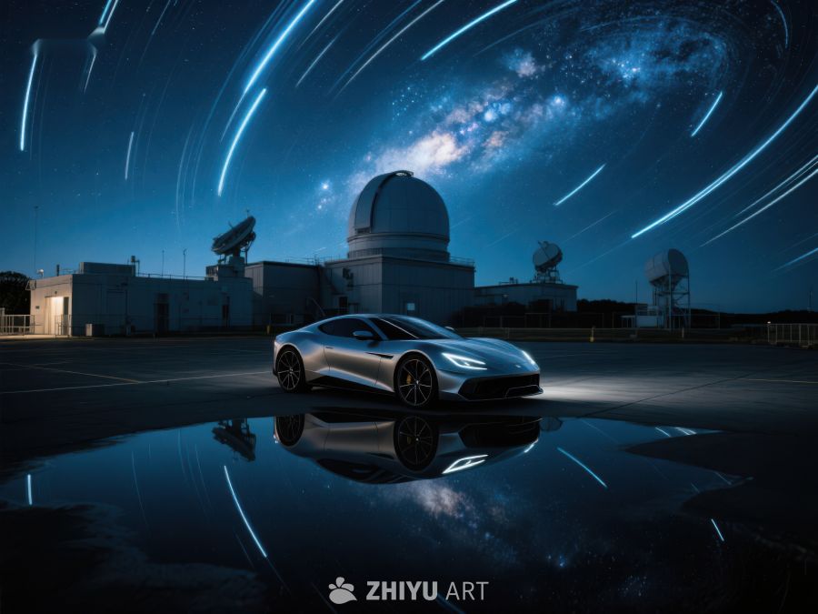 夜空下的未来汽车与天文台 530