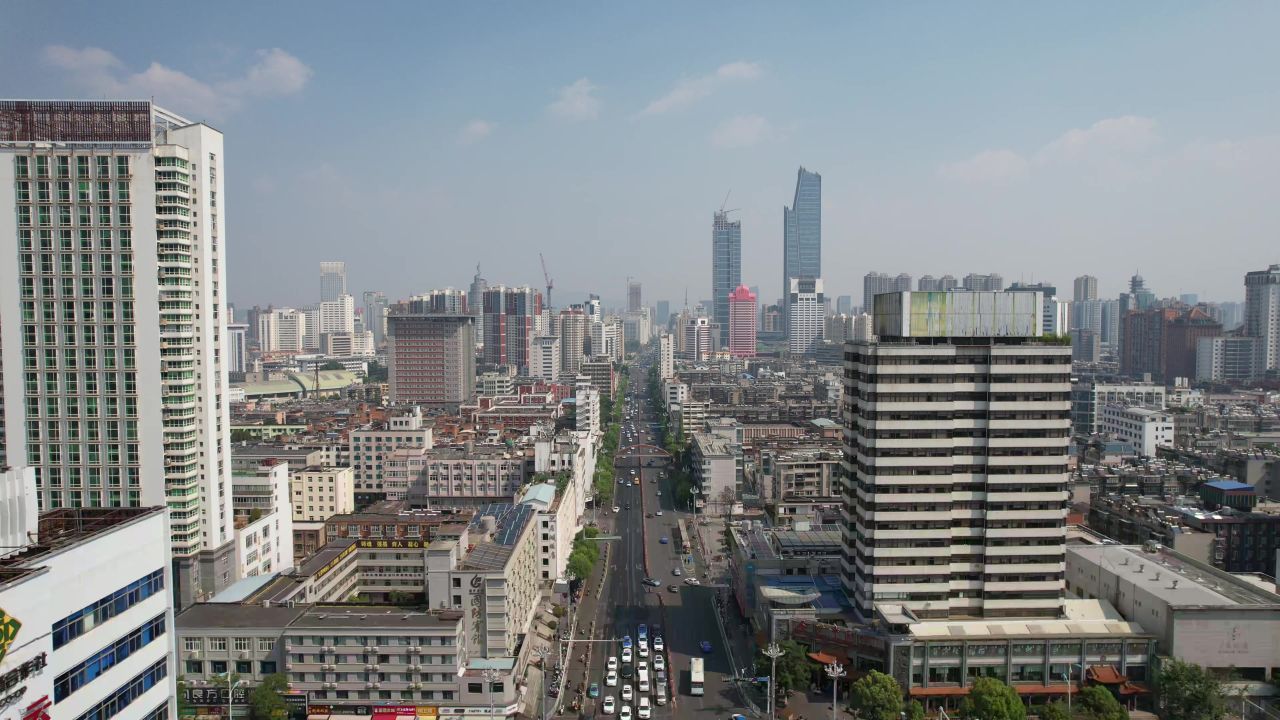 云南昆明城市交通航拍