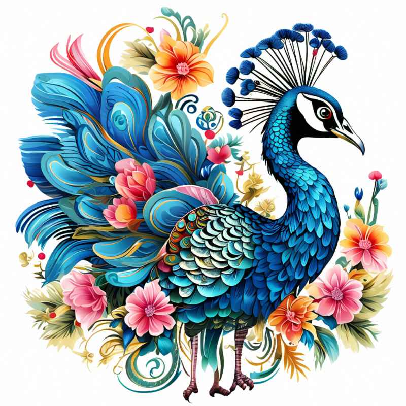 百鸟之王炫彩孔雀元素插画 16