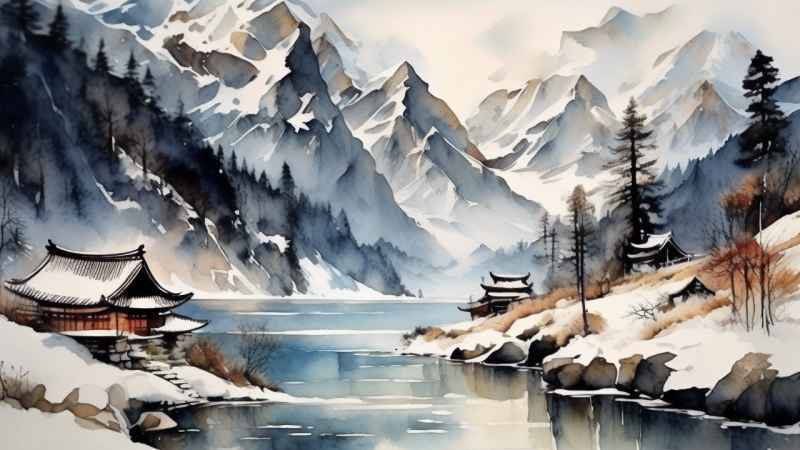 雪山高原冰川插画 49