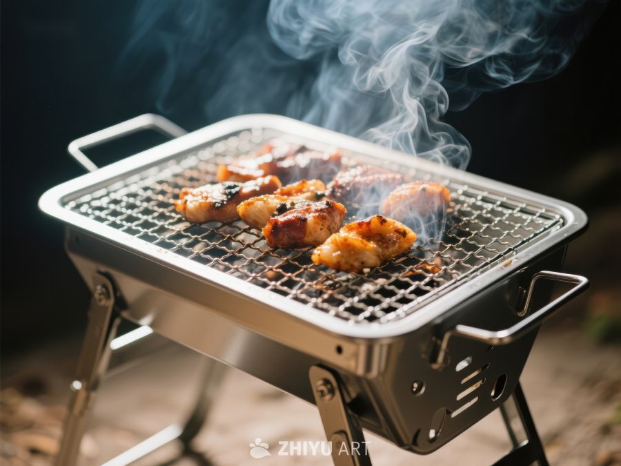 户外烧烤架上的美味烤肉 155