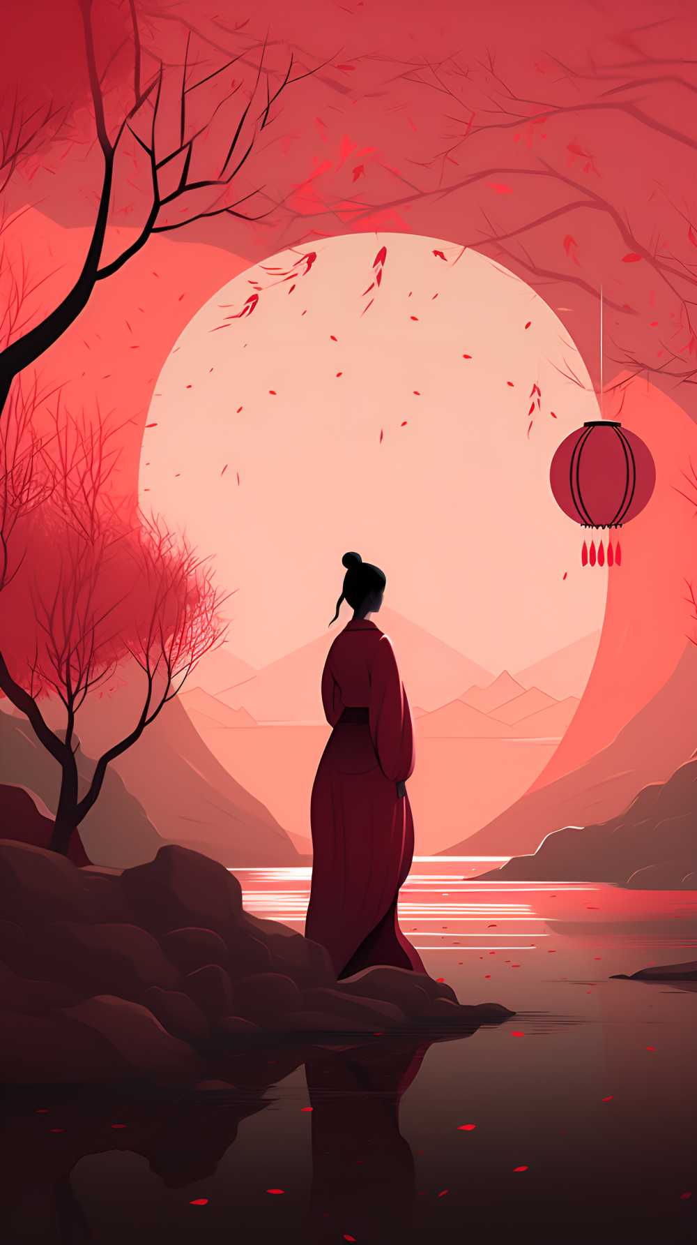 红色唯美背景意境