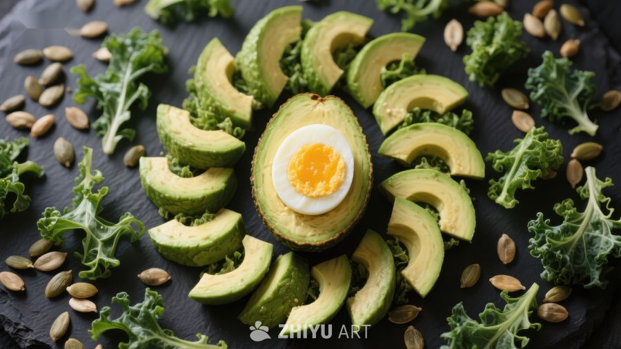 切片牛油果与鸡蛋的健康美食组合