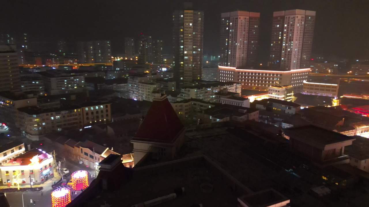 青岛老城区夜景中山路雪景航拍 8