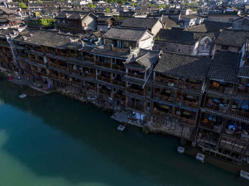 湖南湘西凤凰古城航拍
