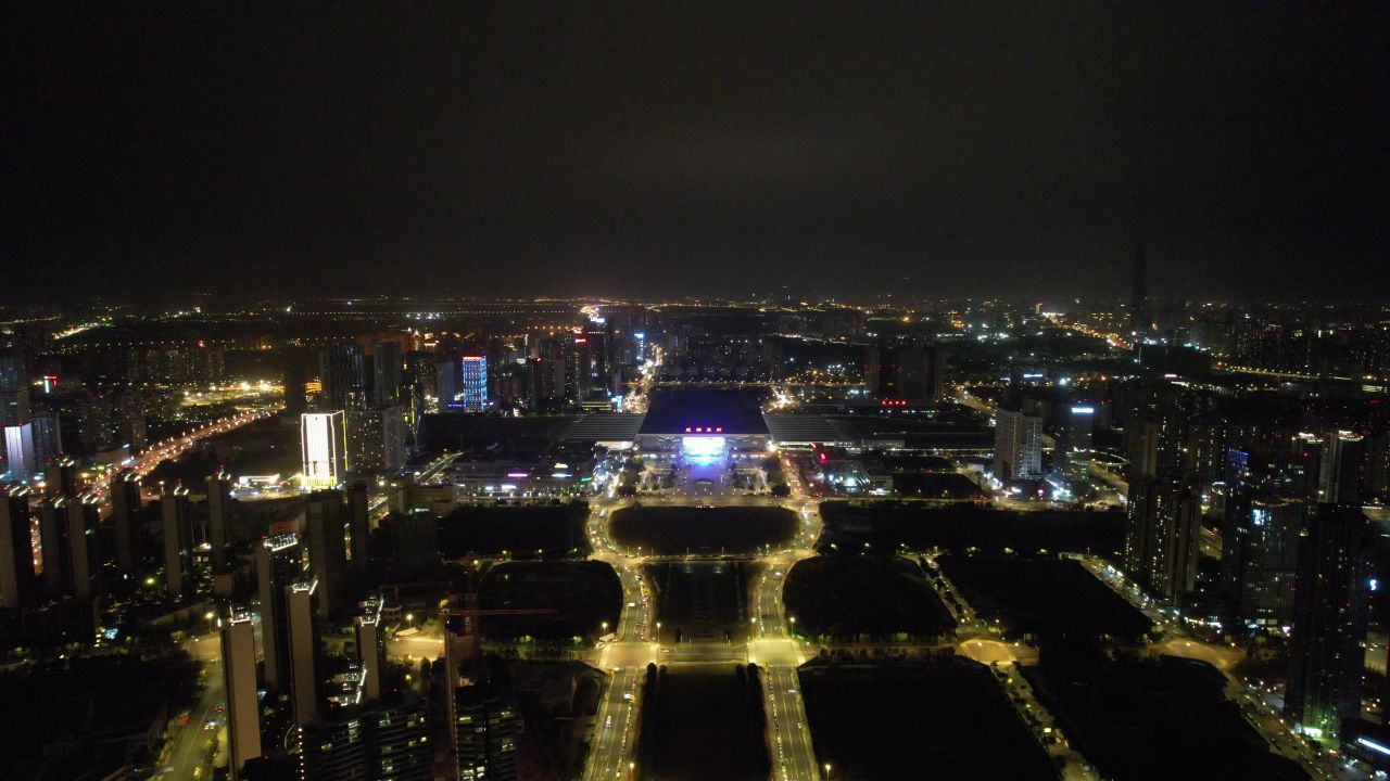 成都东站夜景灯光航拍