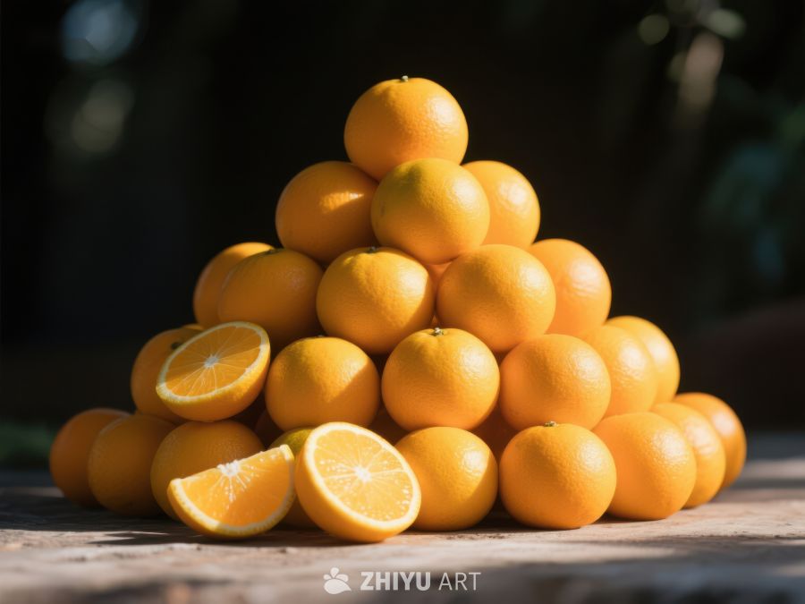 橙子金字塔：新鲜水果的视觉盛宴 77