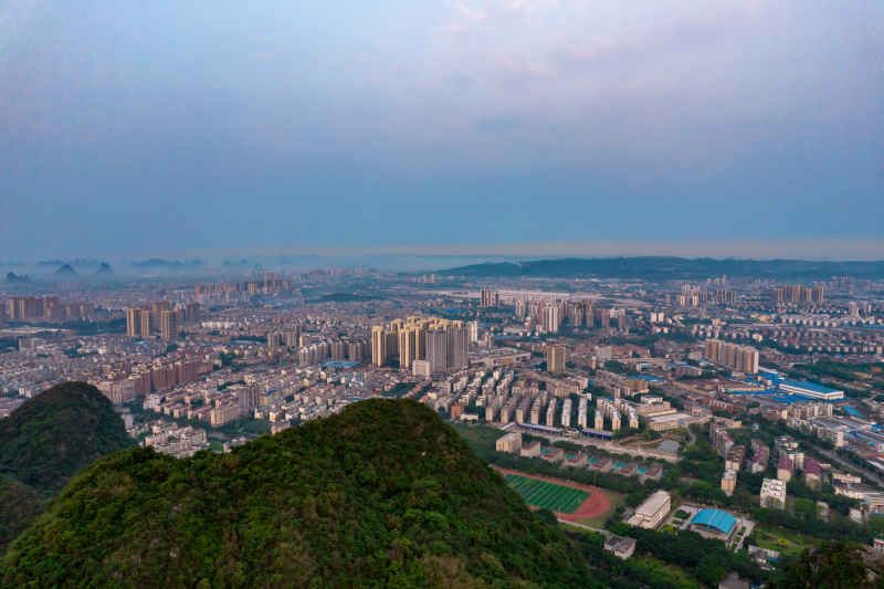 柳州城市清晨风光航拍