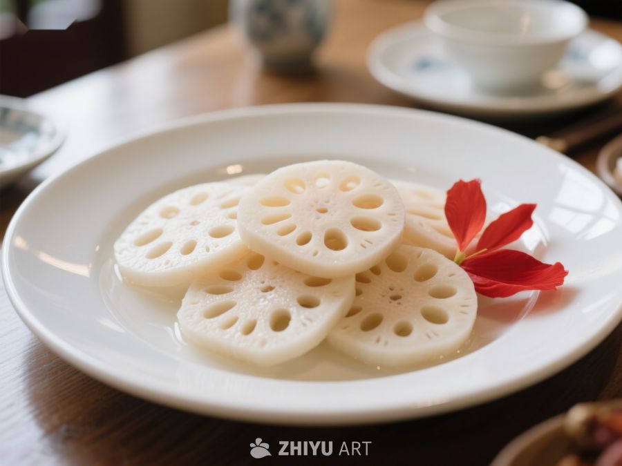 莲藕片配红花装饰 227
