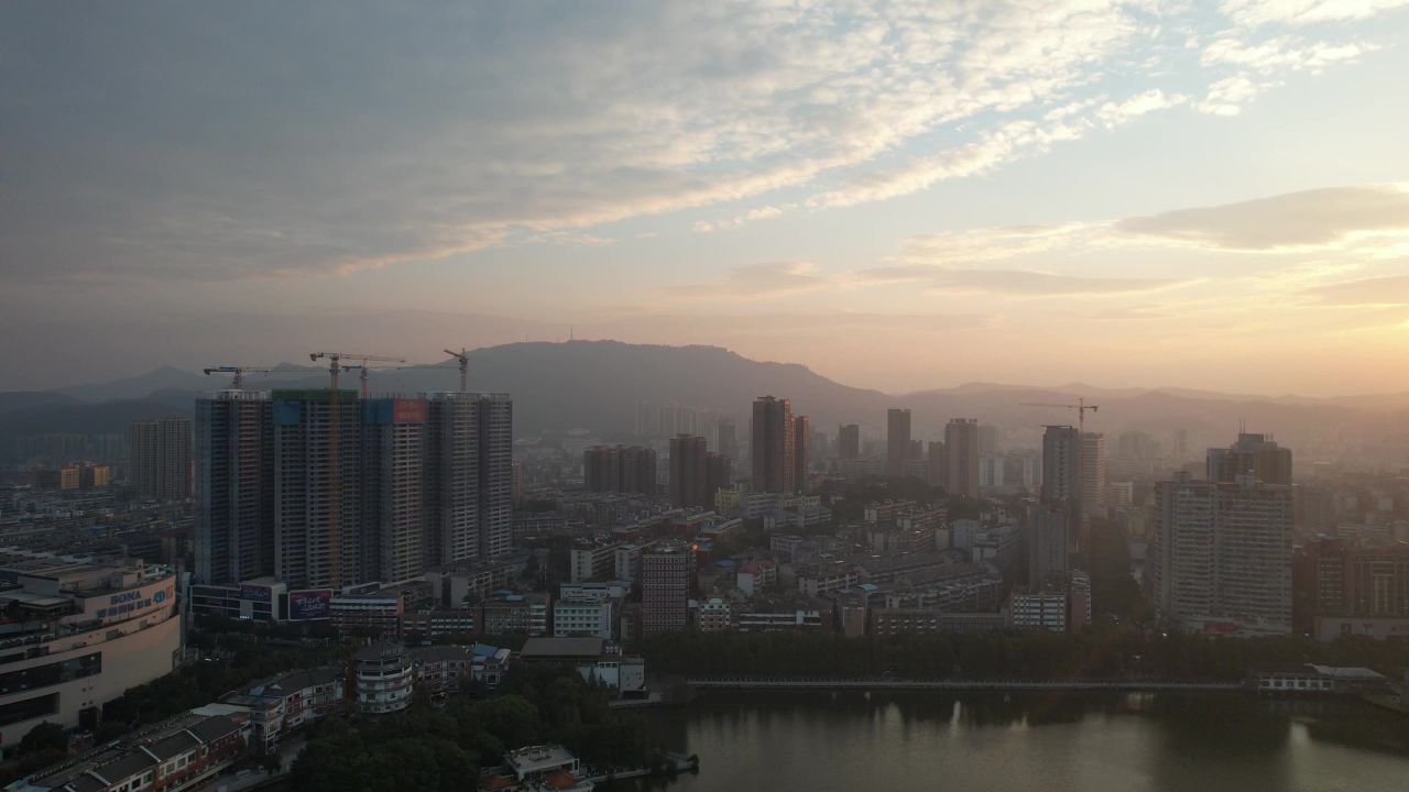湖南郴州城市风光航拍 