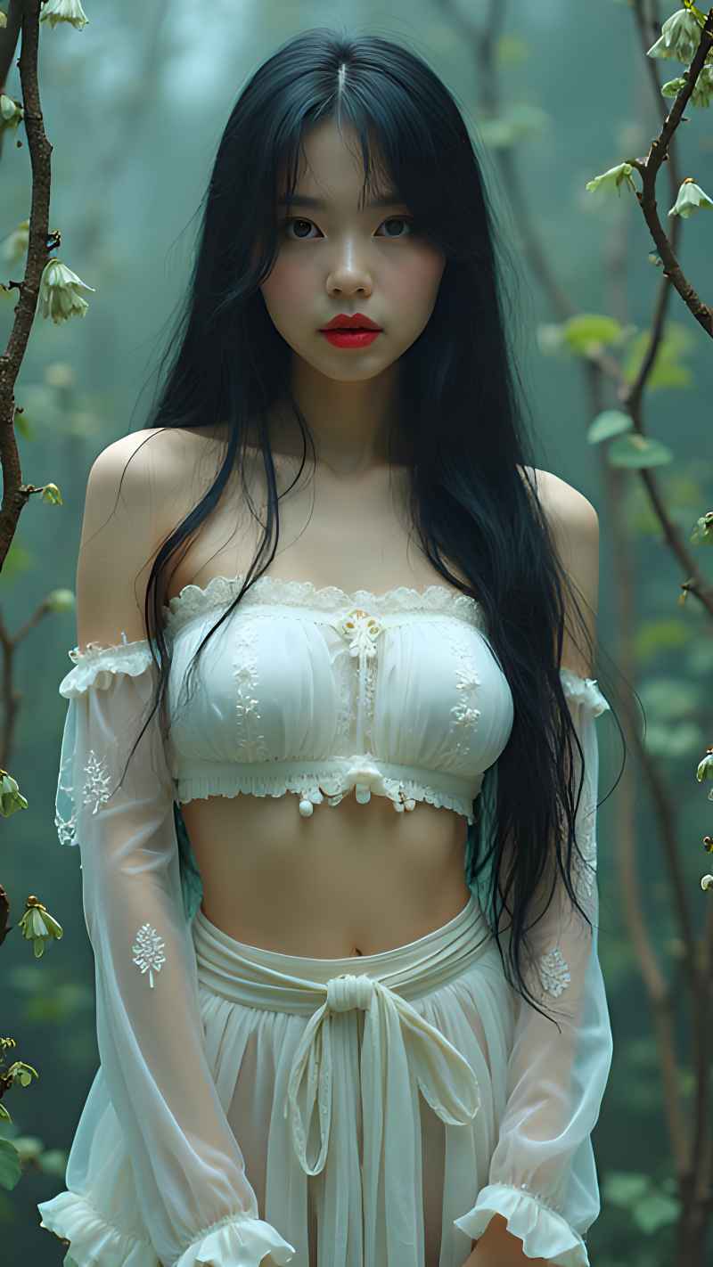 森林户外白色系列性感美女造型 43