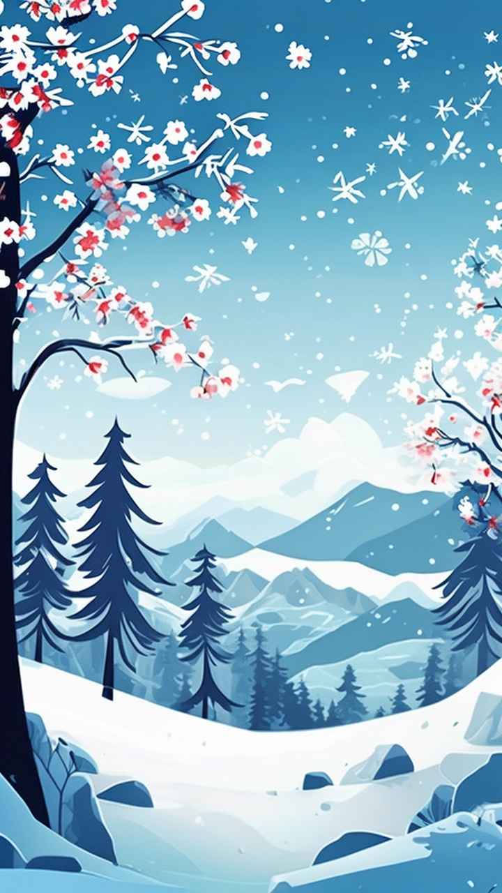 雪景唯美插画小屋 41