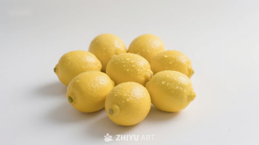 新鲜柠檬堆叠特写