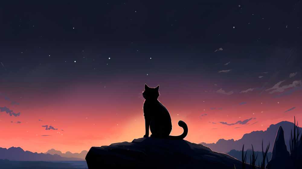 夜色下猫猫插画
