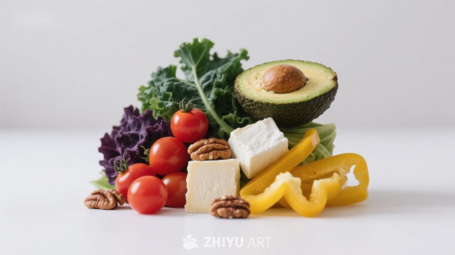 新鲜蔬果与奶酪组合