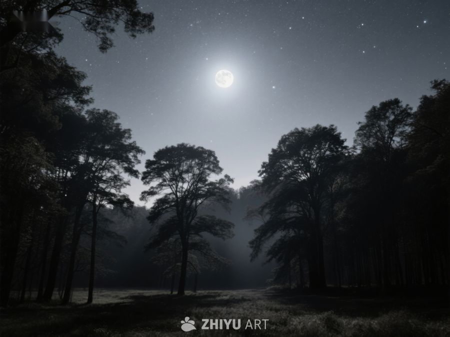 月光下的森林夜景 569