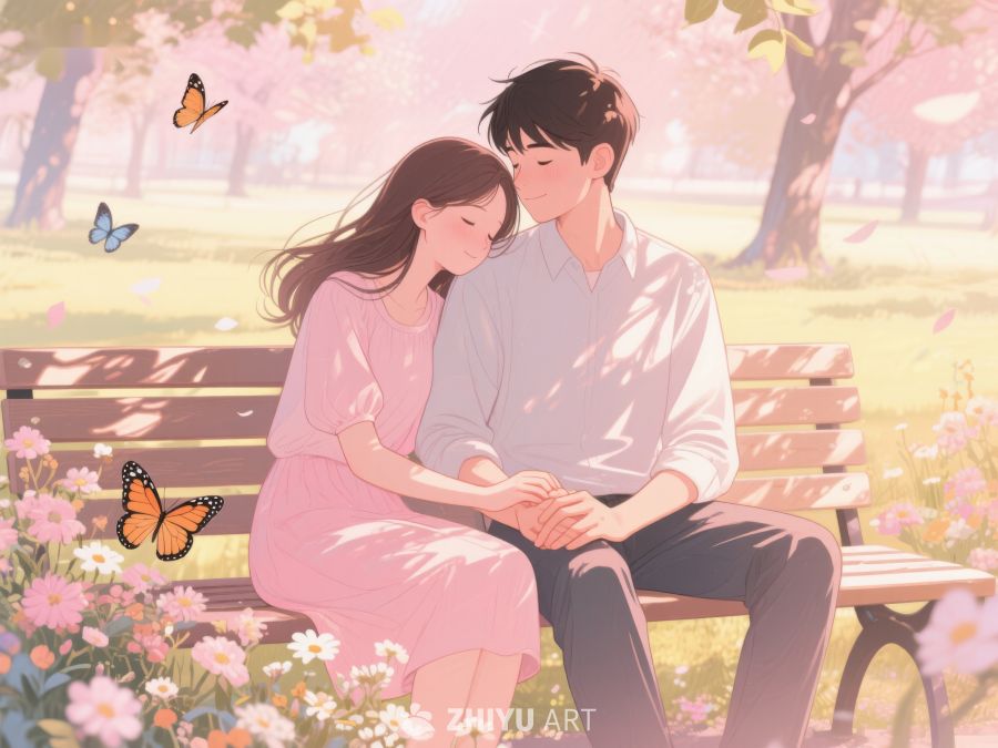公园长椅上的温馨情侣 224