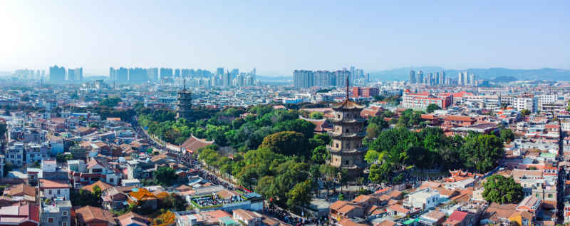 航拍福建泉州古城区建筑风光 2
