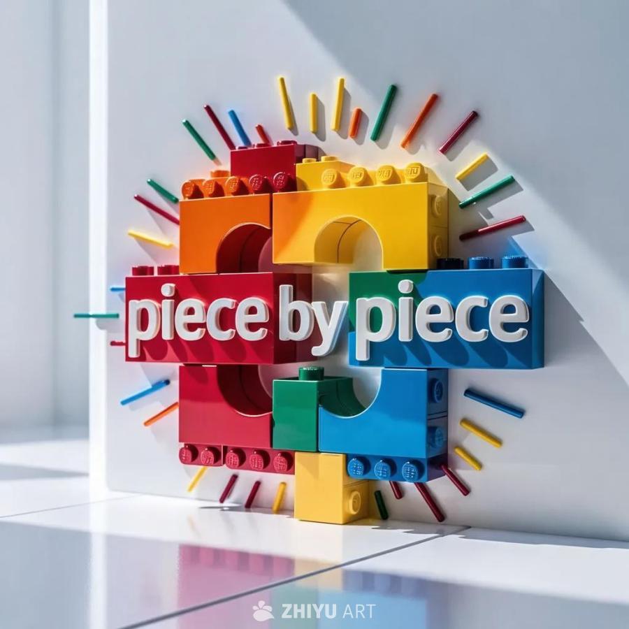 白色背景上是由乐高积木组成的标志，上面写着“pie