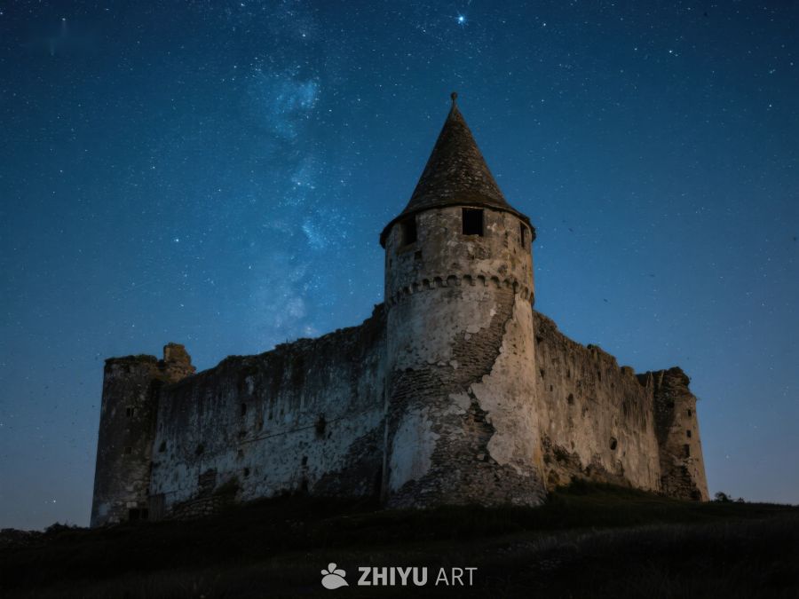 夜空下的古老城堡 316