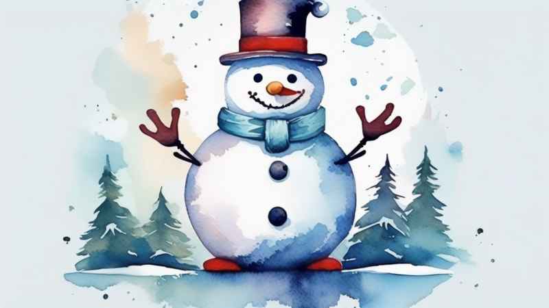 冬季插画雪人堆 29