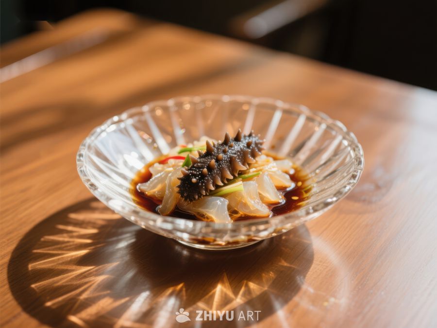 精致海参料理，玻璃碗中呈现 466