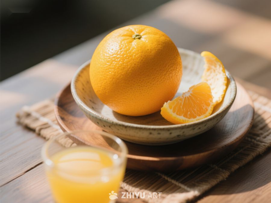新鲜橙子与橙汁的静谧时光 652
