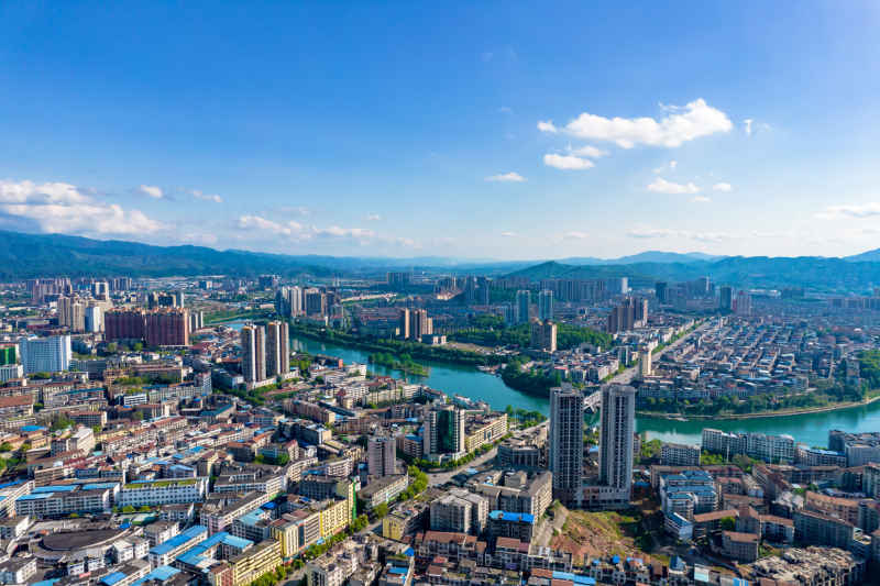 湖南湘西怀化城市风光航拍