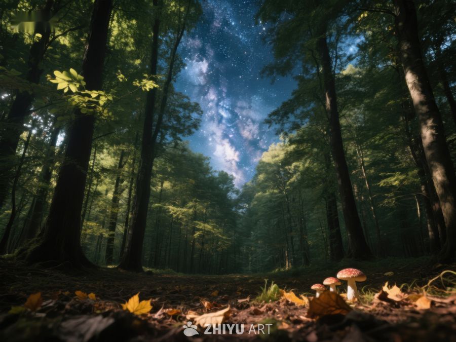 星空下的森林与蘑菇 197