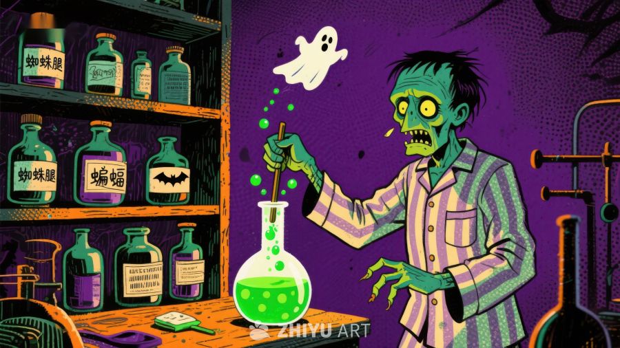僵尸科学家在实验室调配神秘药剂