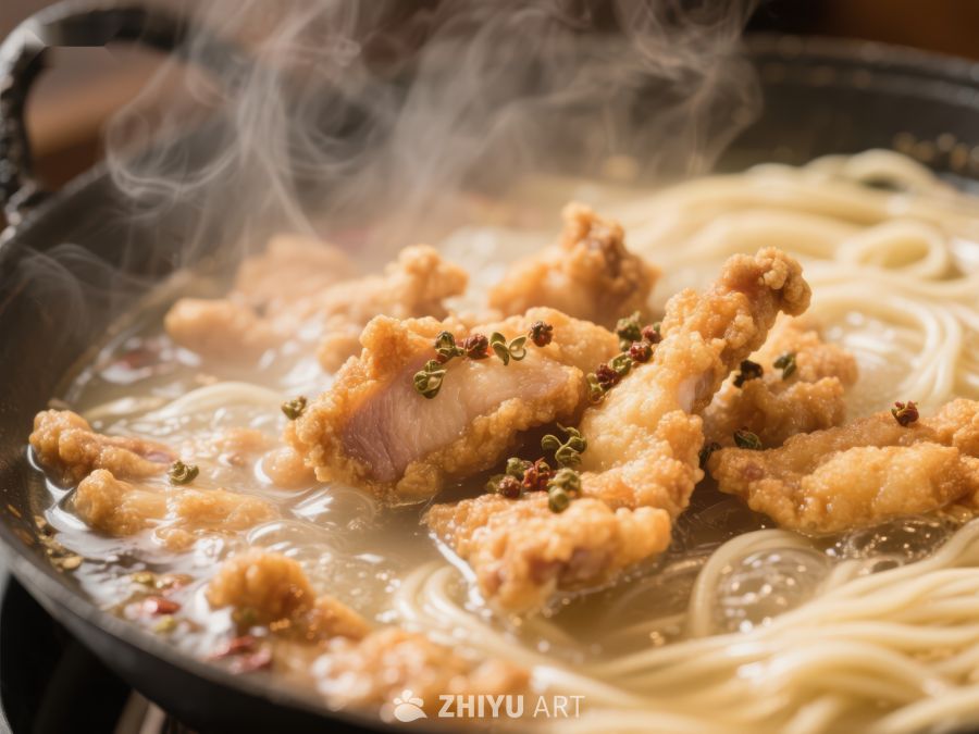 热气腾腾的炸鸡面 617