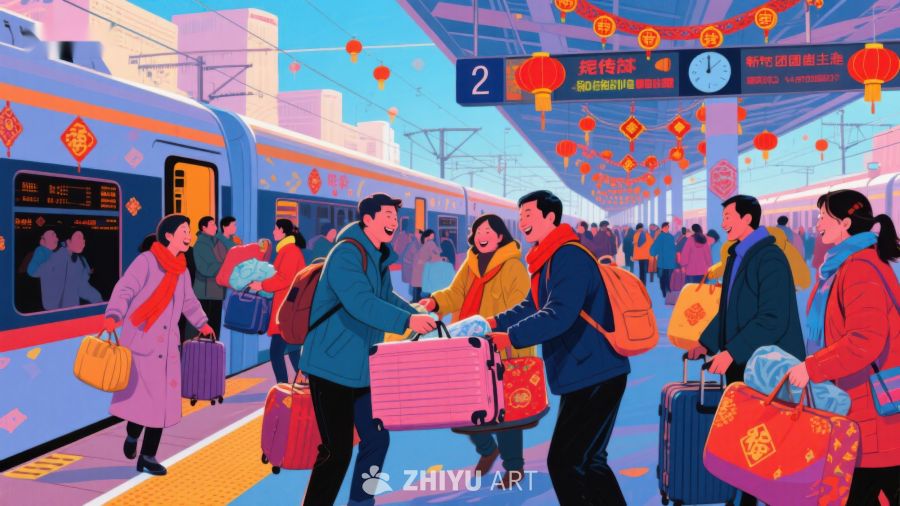 春运火车站台旅客欢聚 146