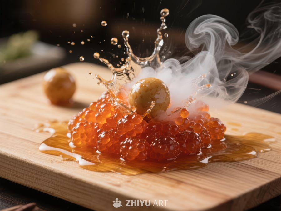 鱼子酱与液体碰撞瞬间 1352