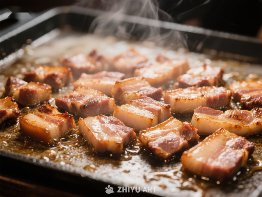 煎锅上的美味五花肉
