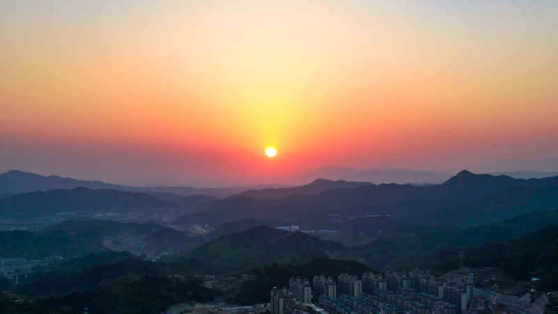 傍晚夕阳晚霞航拍