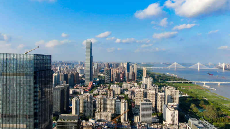 湖北武汉城市风光航拍摄影图