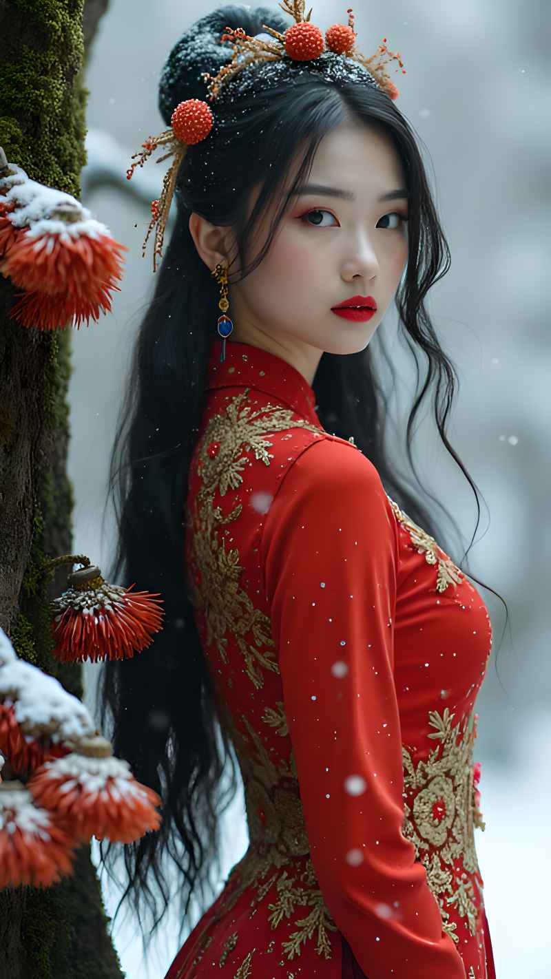 红色女郎户外拍摄 10