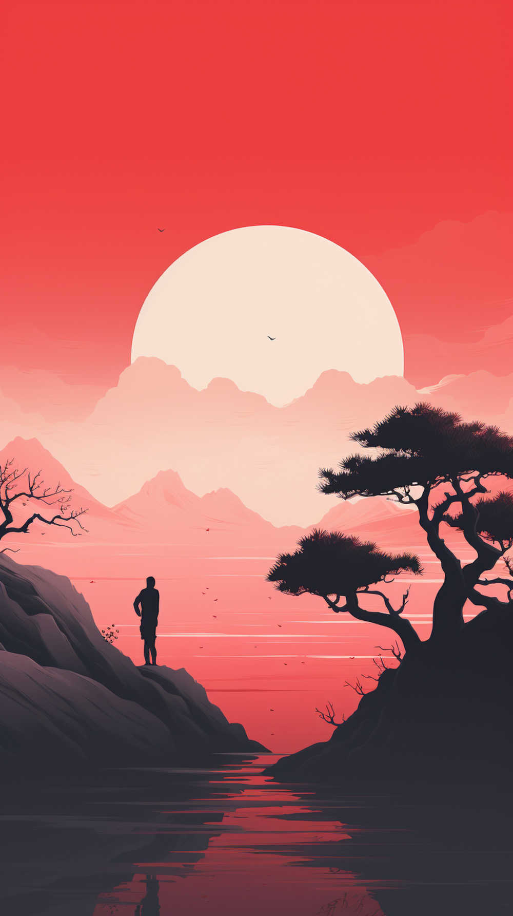 红色唯美背景意境