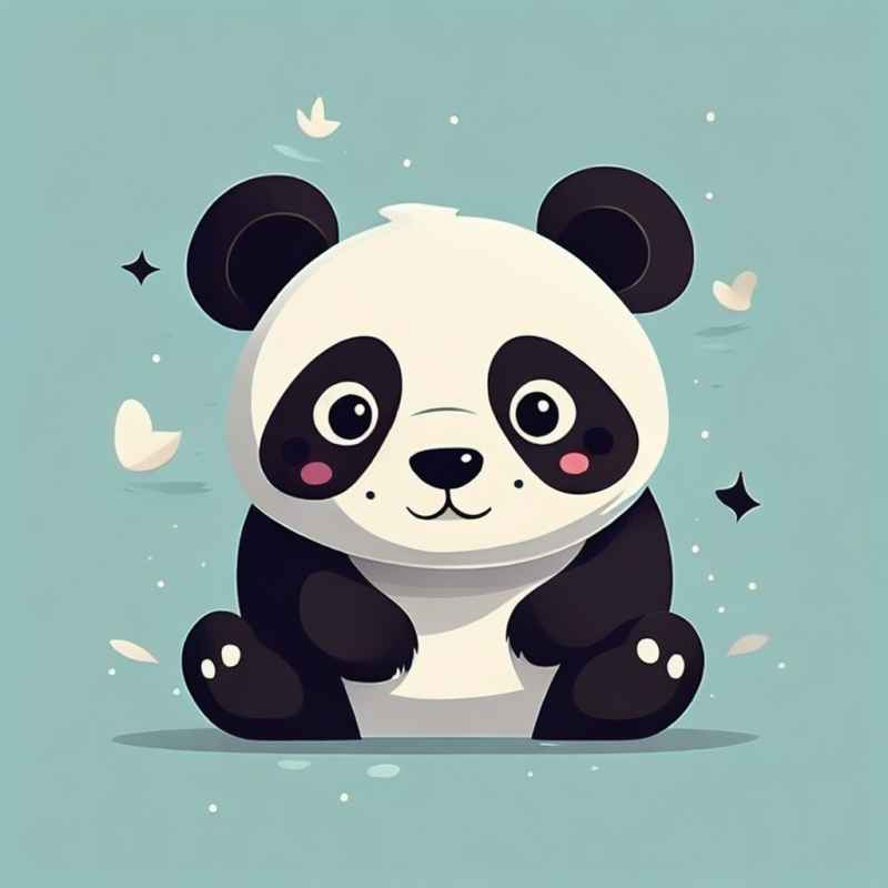 可爱熊猫插画简约风格 55