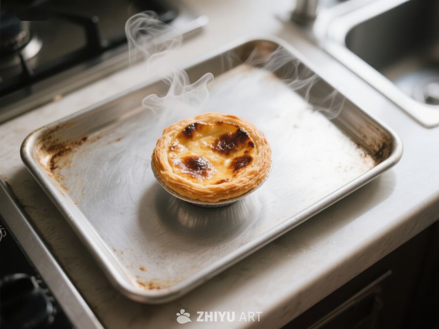 刚出炉的蛋挞散发热气
