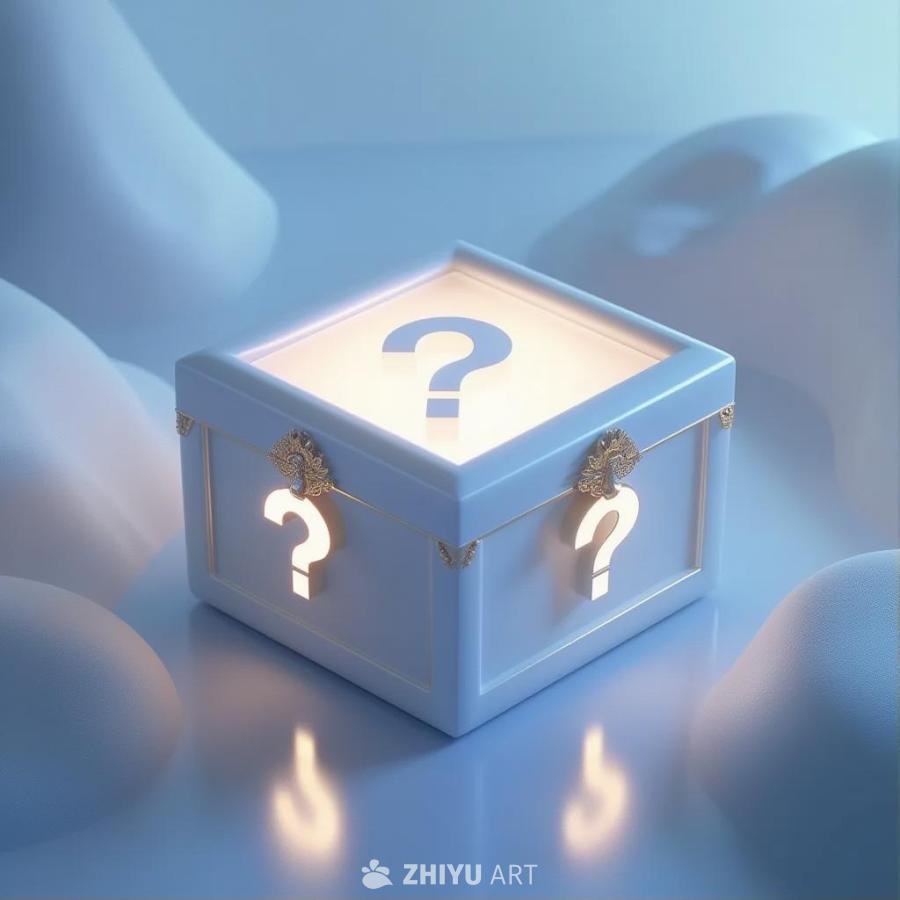 一个未开封的白色立体宝箱位于画面中央，宝箱顶部和侧