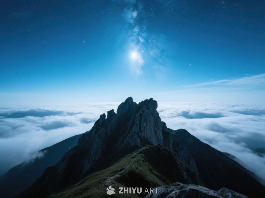 夜空下的山峰与云海 331