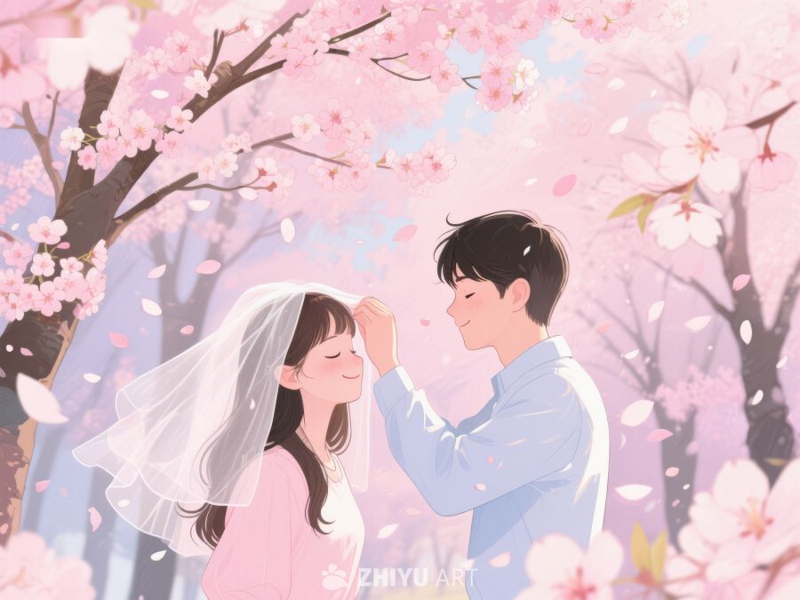樱花树下新人相拥的美好瞬间 1042