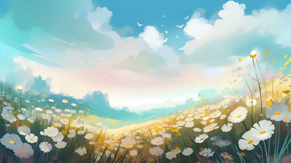 夏季的插画田园自然美景
